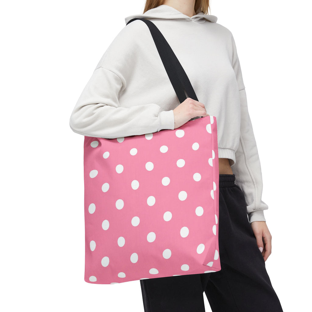 Pink With White Polka Dot Pink Tote Bag | All-Over Print