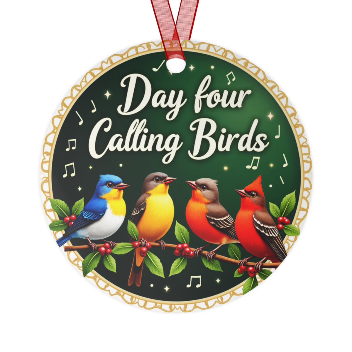 Metal Ornaments, Day 4: Four Calling Birds, Christmas Tree Decor, Holiday Ornament Set, Festive Home Decor, Unique Metal Decoration