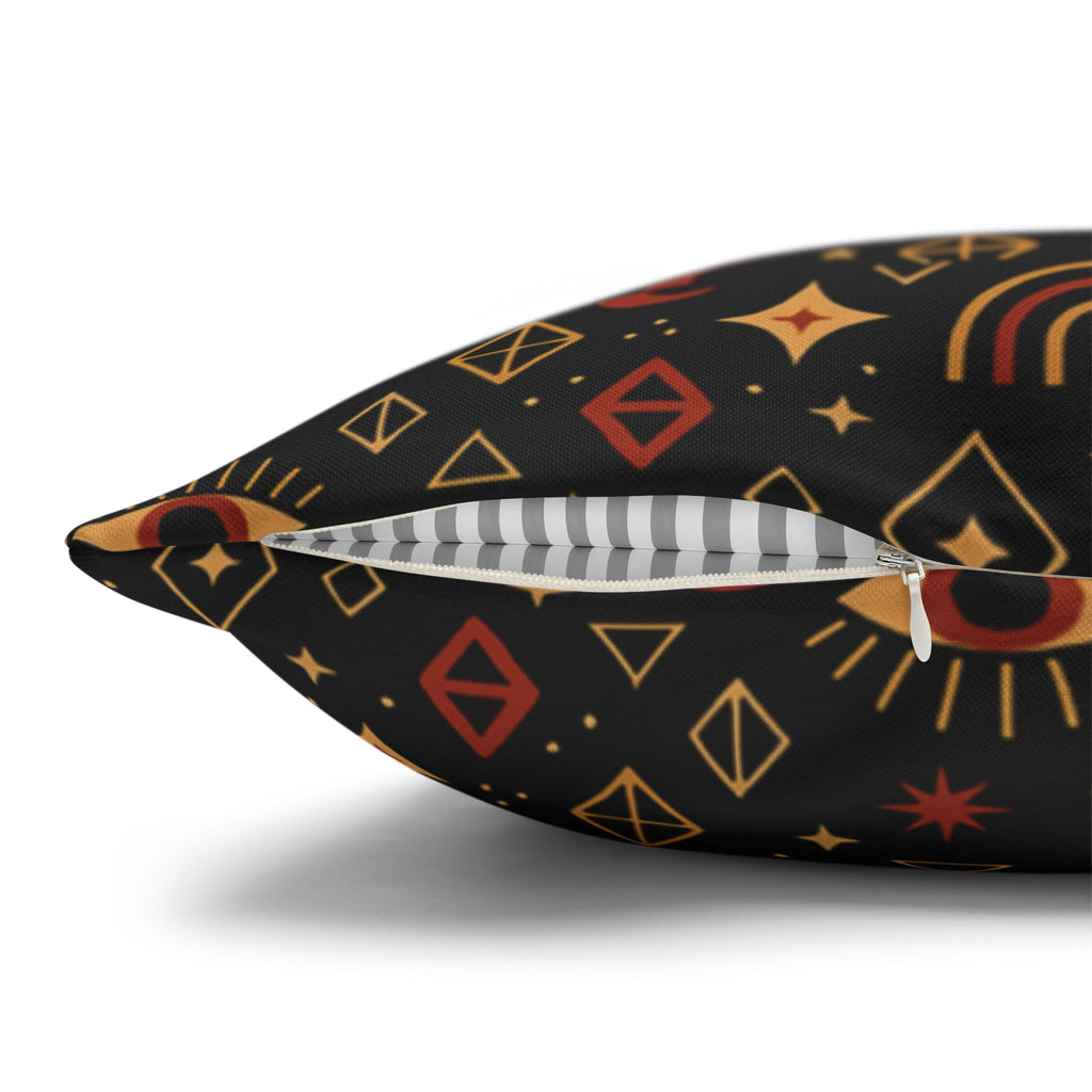 Mystic Eye Pattern Pillowcase | Boho Celestial Motif, Dark Autumn Colors