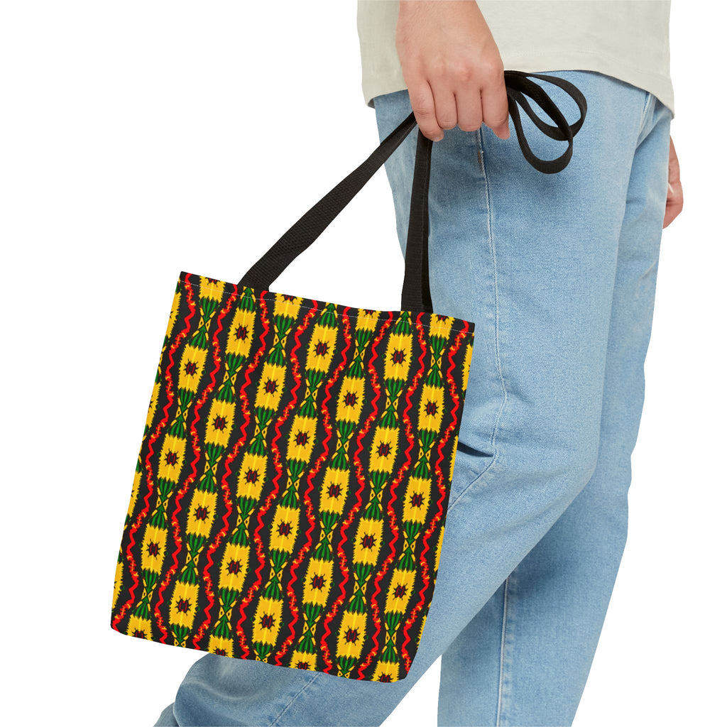 African Geometric Pattern Tote Bag | Yellow Red Green Print