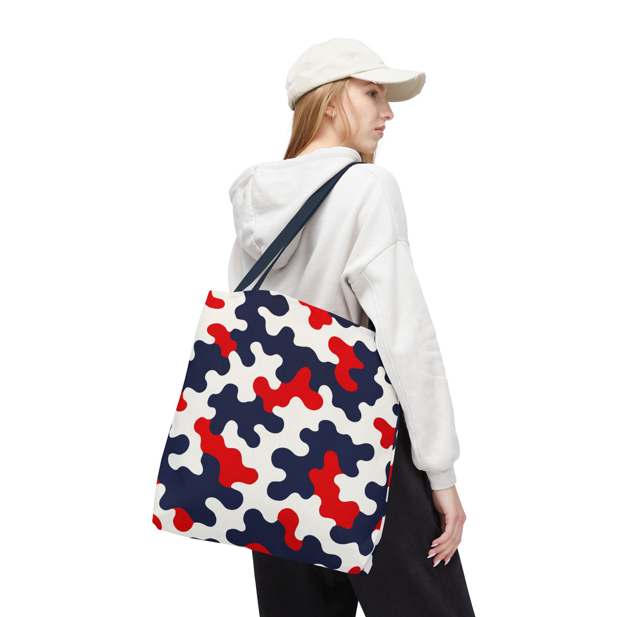 Black White Abstract Camouflage Tote Bag | All-Over Print