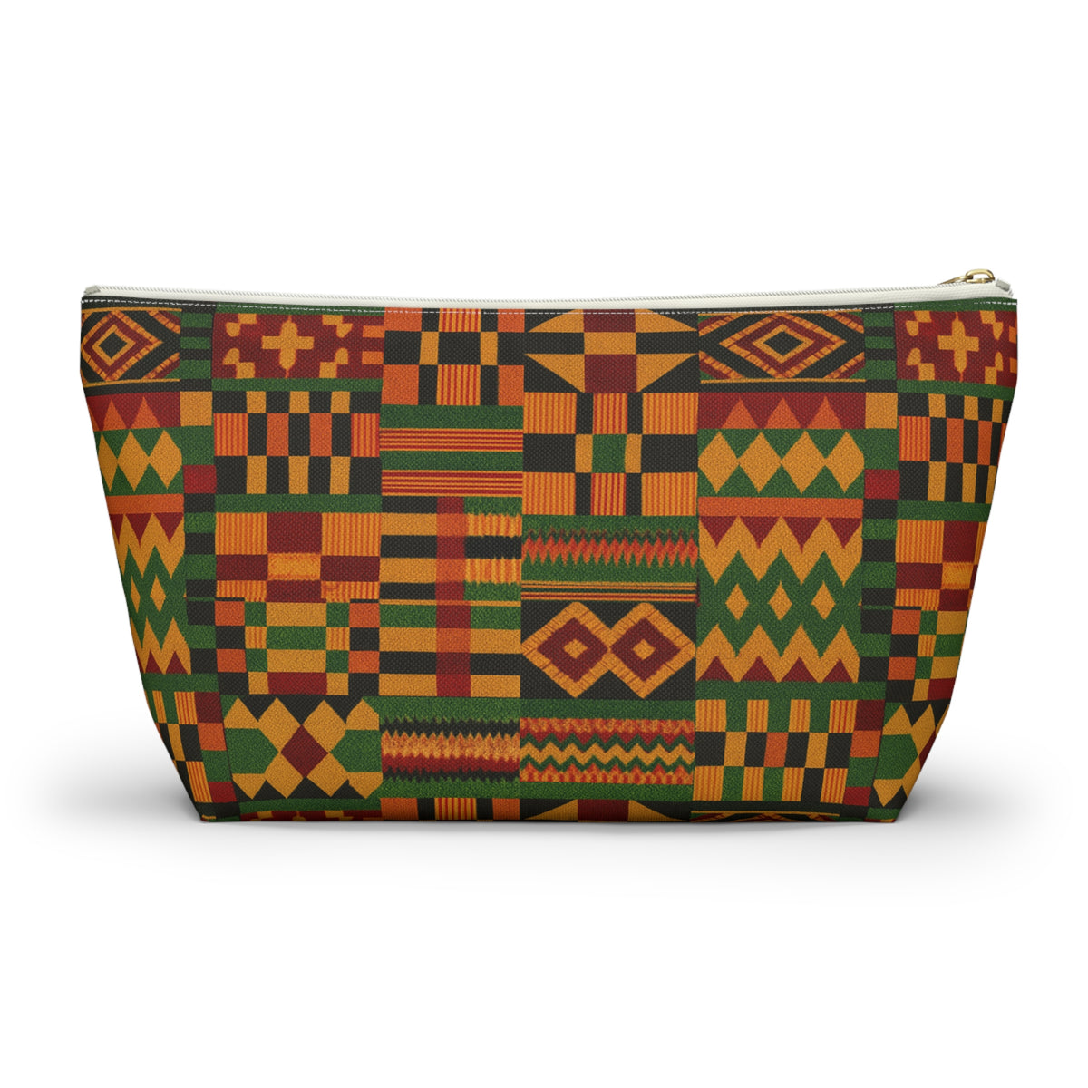 Kente Pattern Accessory Pouch | T-Bottom Makeup Bag, African Print