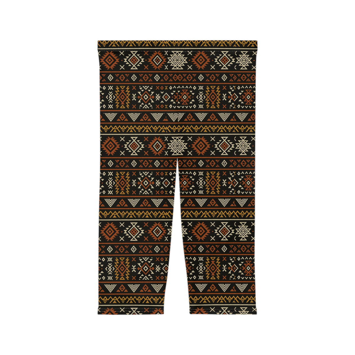 Southwestern Aztec Pattern Capri Leggings | Tribal Geometric Print