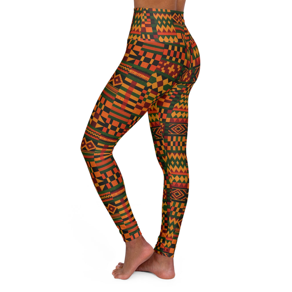 African Kente Pattern Leggings High Waisted Yoga Leggings