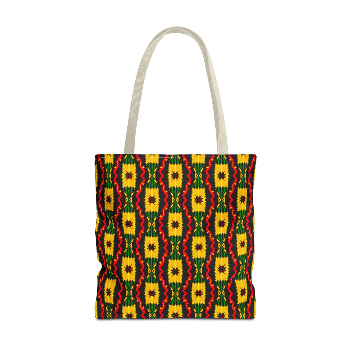 African Geometric Pattern Tote Bag | Yellow Red Green Print