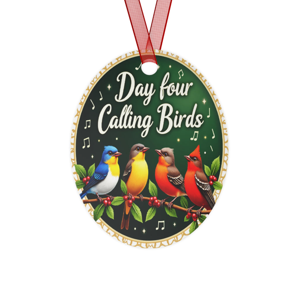 Metal Ornaments, Day 4: Four Calling Birds, Christmas Tree Decor, Holiday Ornament Set, Festive Home Decor, Unique Metal Decoration