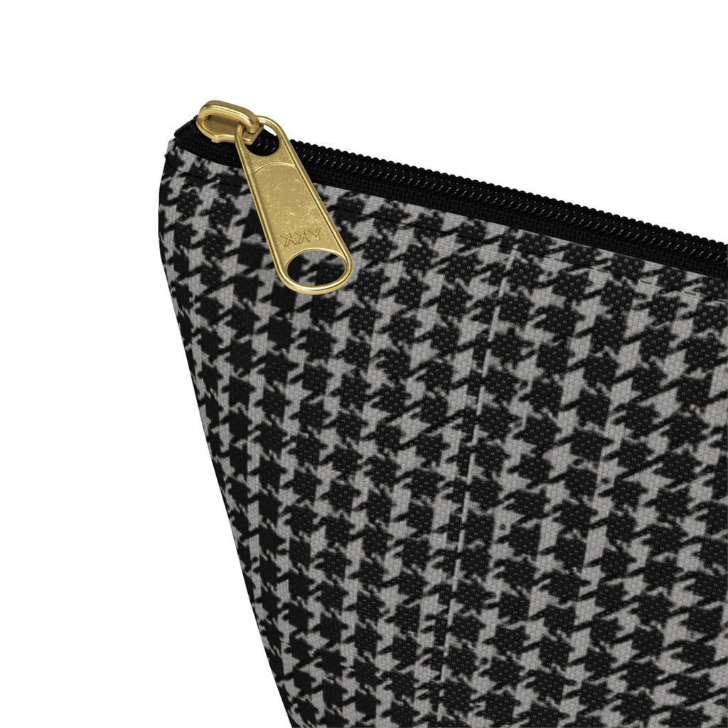 Gray Houndstooth Accessory Pouch