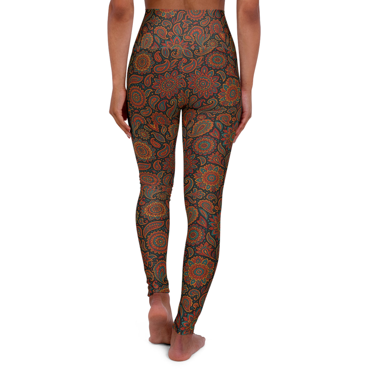 Boho Floral Pattern High Waisted Yoga Leggings | Bohemian Leggings