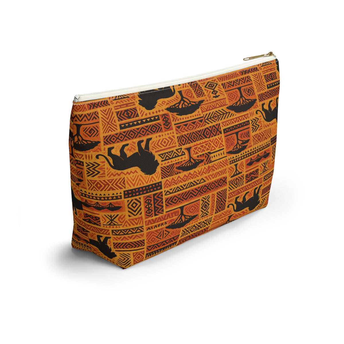 African Safari Lion Pattern Accessory Pouch | T-Bottom Cosmetic Bag