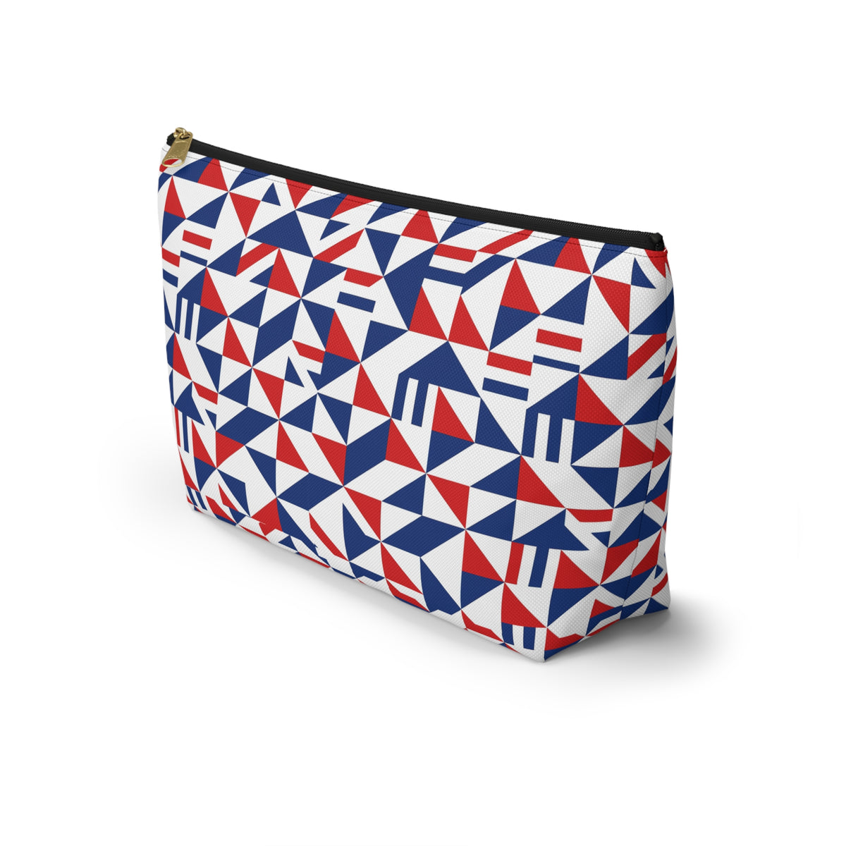 Red White Blue Geometric Pattern Accessory Pouch