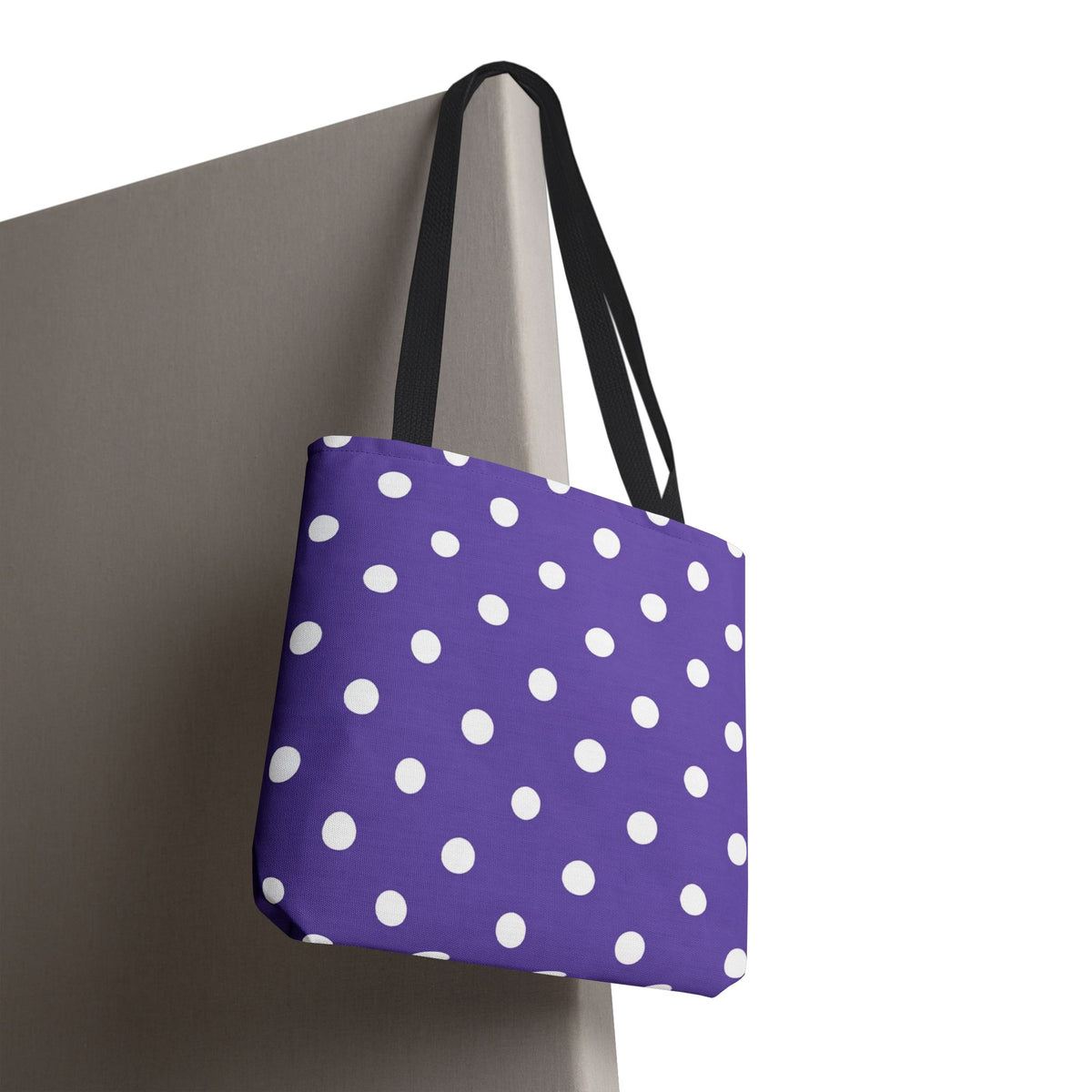 Purple With White Polka Dot Pattern Tote Bag | Purple Background All Over Print