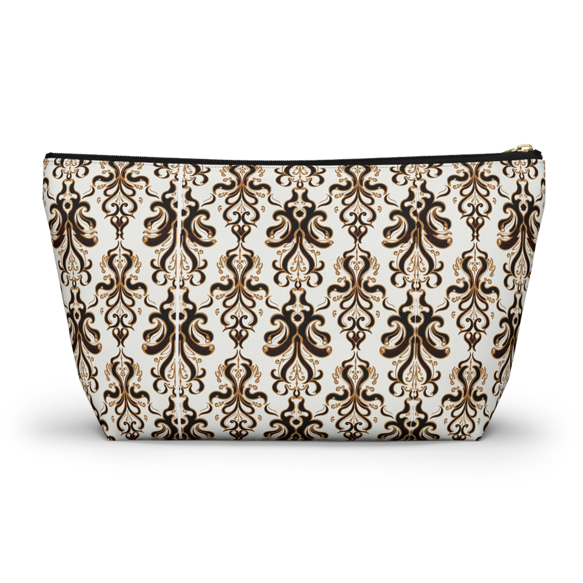 Brown Damask Pattern Accessory Pouch