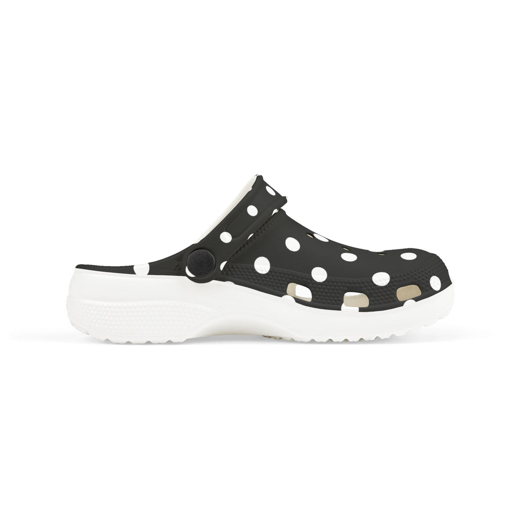 Kids Polka Dot EVA Foam Clogs – Black & White Comfort Slip-Ons