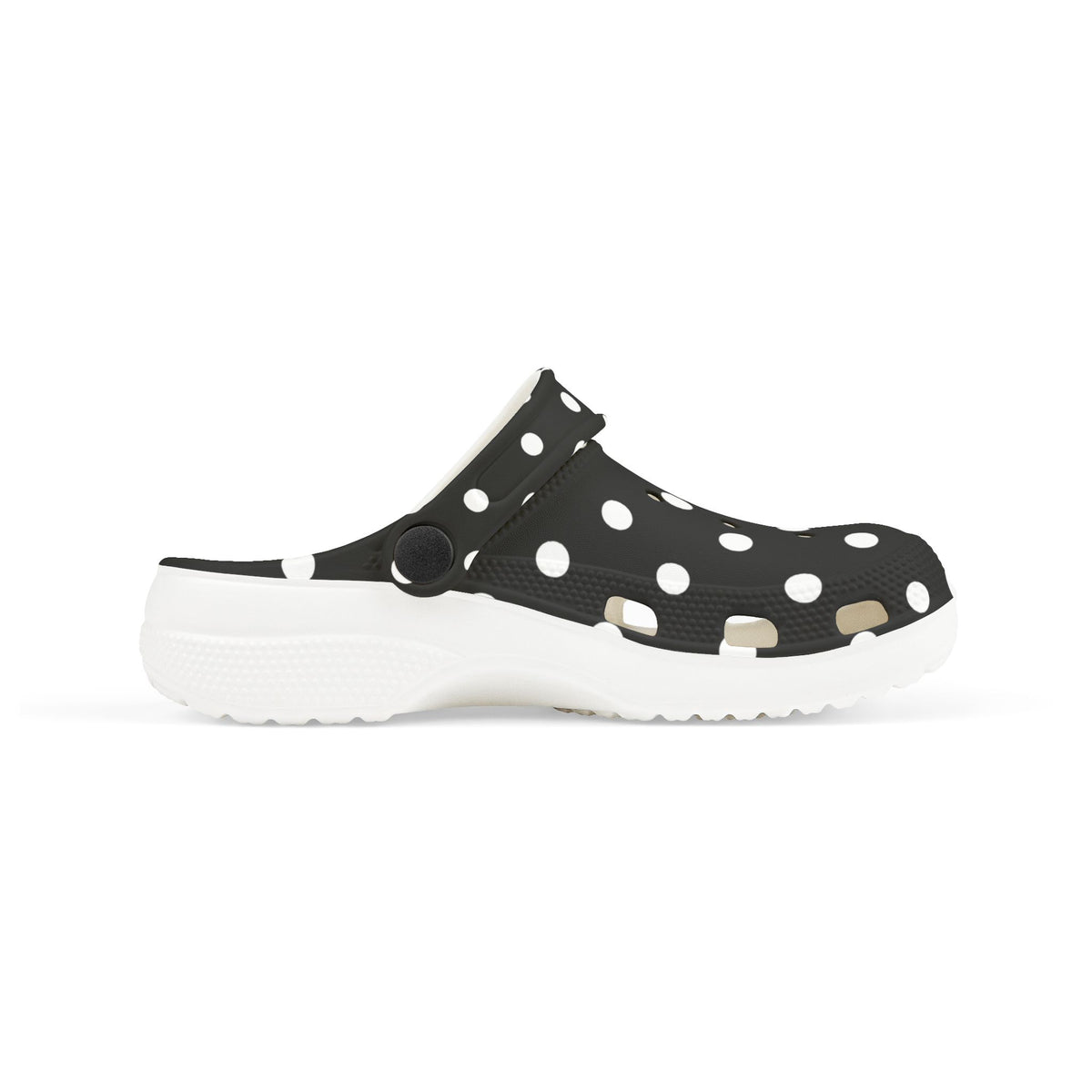 Kids Polka Dot EVA Foam Clogs – Black & White Comfort Slip-Ons