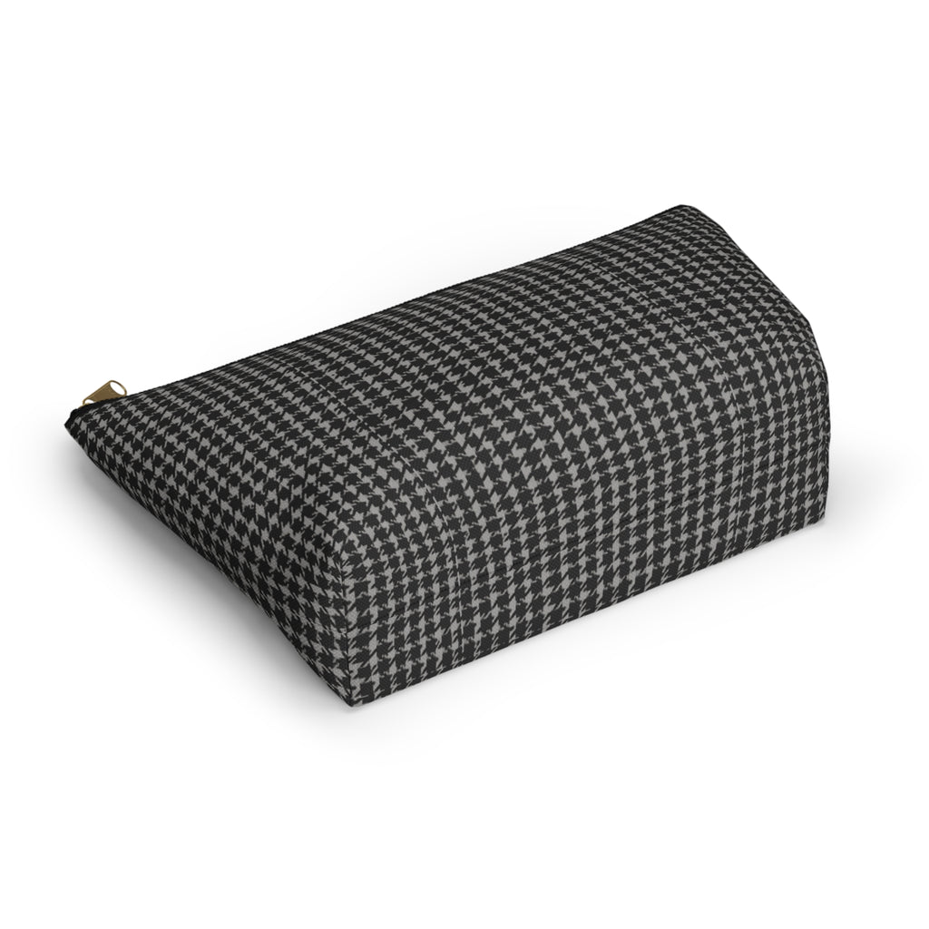 Gray Houndstooth Accessory Pouch