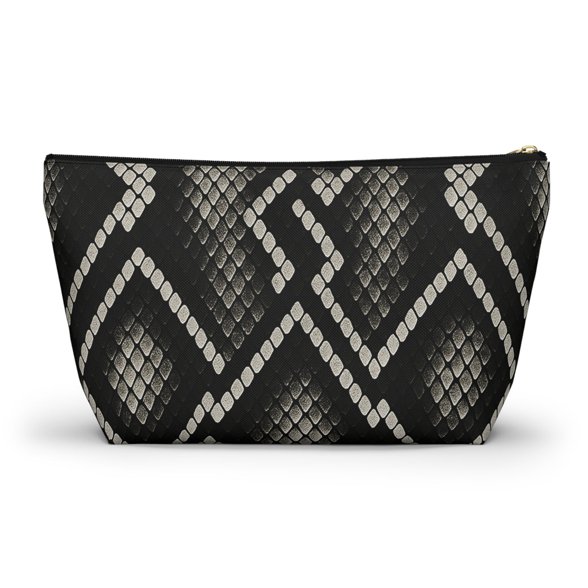 Black Snake Skin Pattern Accessory Pouch | T-Bottom Cosmetic Bag