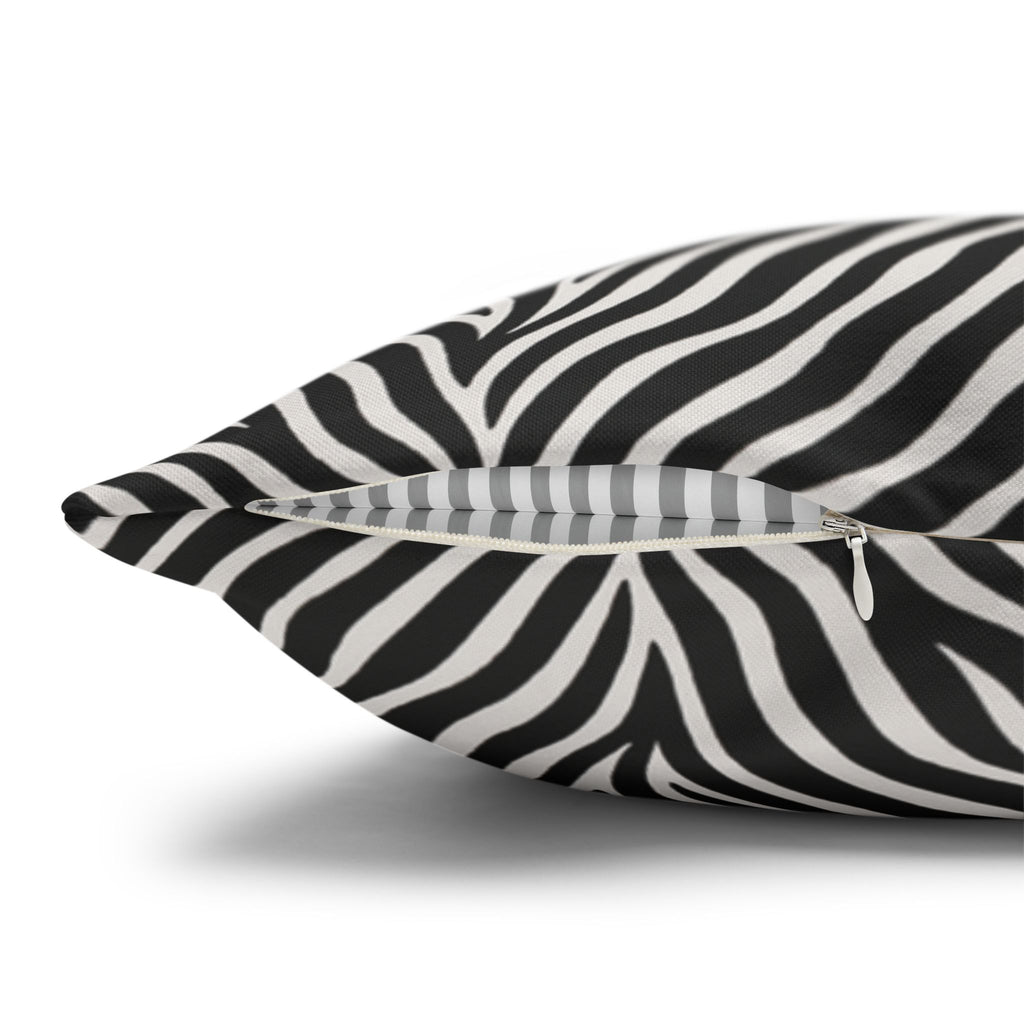 Black White Zebra Stripe Pillowcase | Animal Print Square Pillowcase