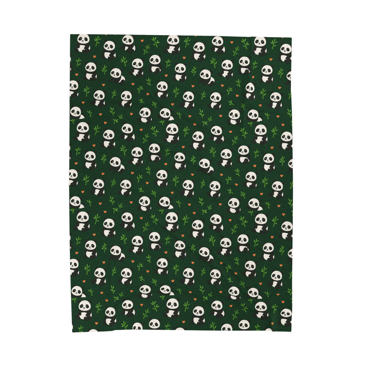 Panda Pattern Velveteen Plush Blanket | Green Skull Floral Repeat