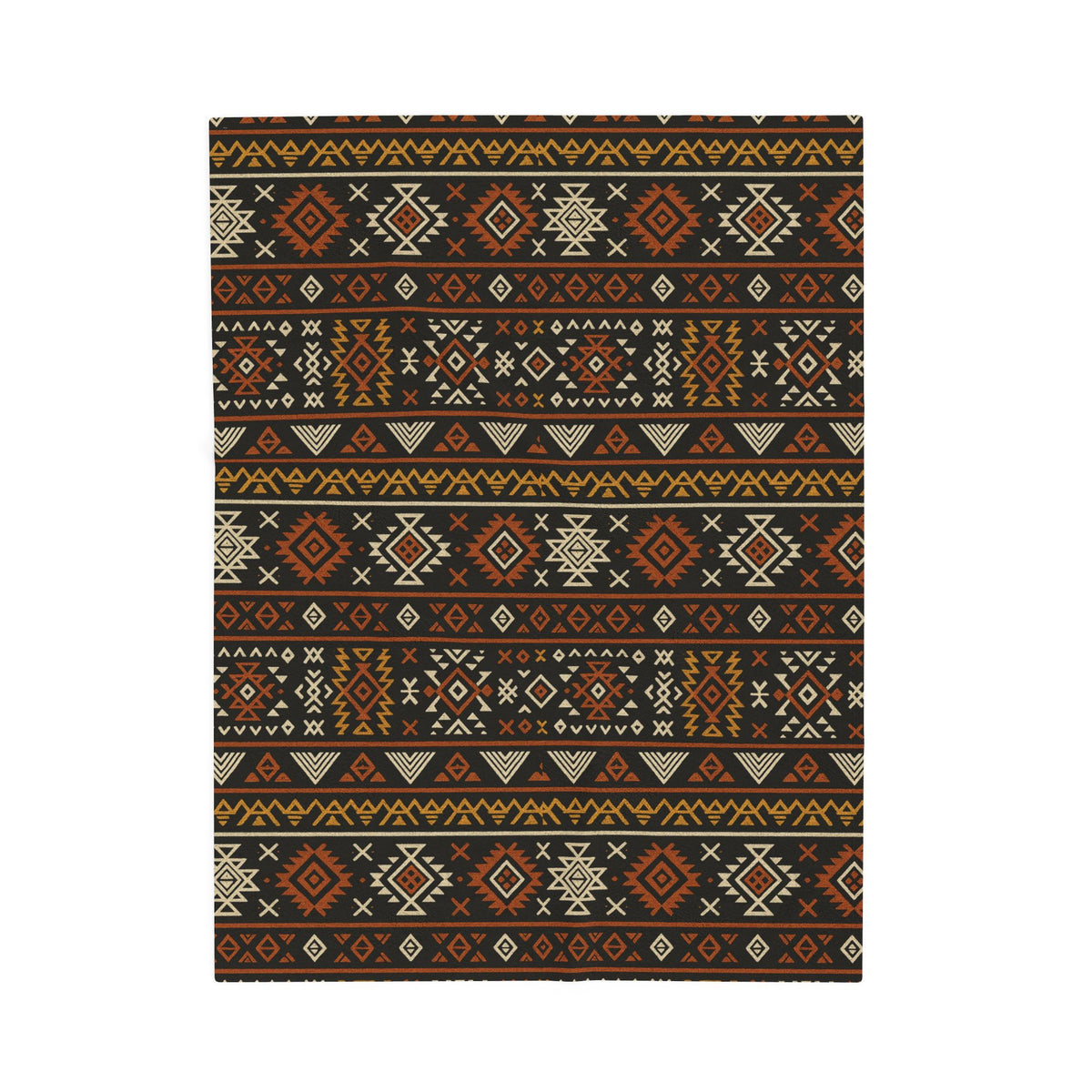 Southwestern Aztec Pattern Velveteen Plush Blanket | Rustic Tribal Stripes
