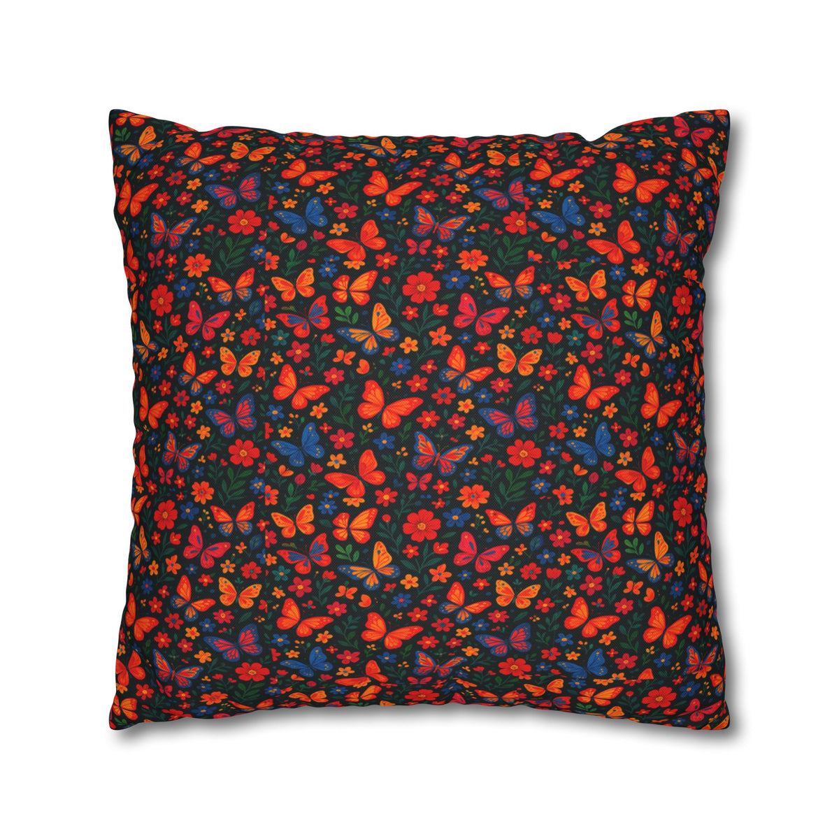 Butterflies Floral Pillowcase, Home Decor, Throw Pillow Cover, Bedroom Accessory, Gift for Her, Spun Polyester Square Pillow