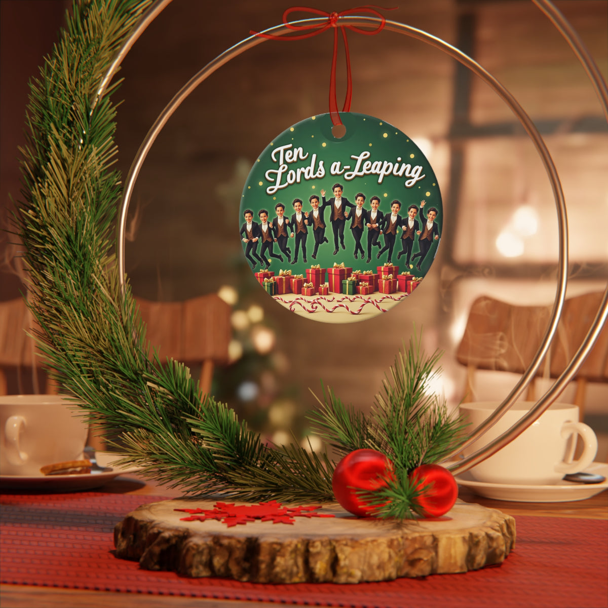 Festive Metal Ornaments - Unique Holiday Decor, Christmas Tree Decorations, Gifts, Personalized Keepsakes, Ten Lords a-Leaping