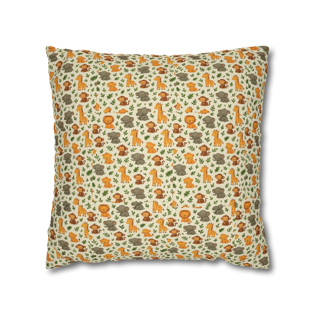 Autumn Woodland Animals Fox & Mushroom Spun Polyester Pillowcase, Fall Decor, Forest Creatures Cushion Cover, Woodland Nursery Accent,