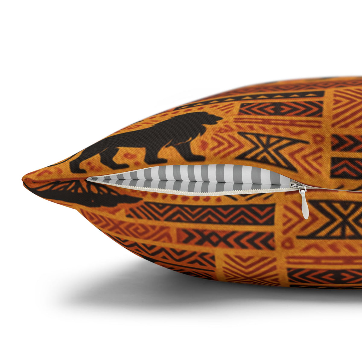 African Safari Pattern Pillowcase | Lion Silhouette Square Pillow
