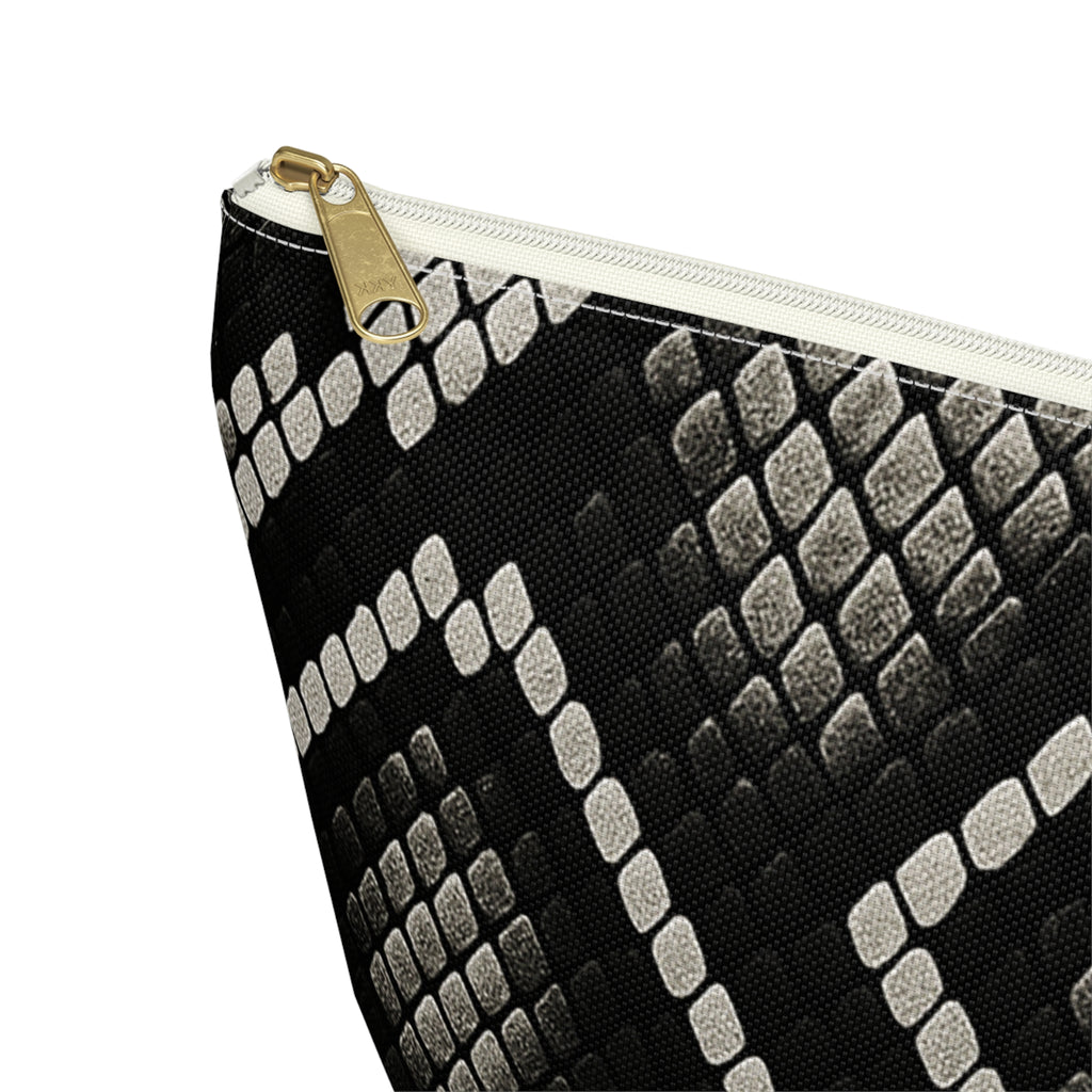 Black Snake Skin Pattern Accessory Pouch | T-Bottom Cosmetic Bag