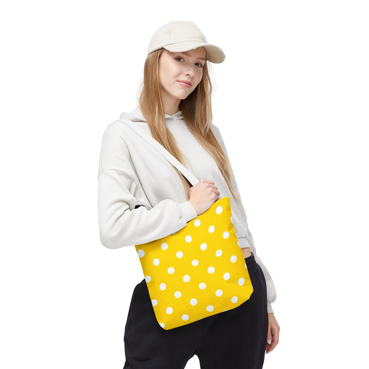 Yellow & White Polka Dot Yellow Tote Bag | All-Over Print