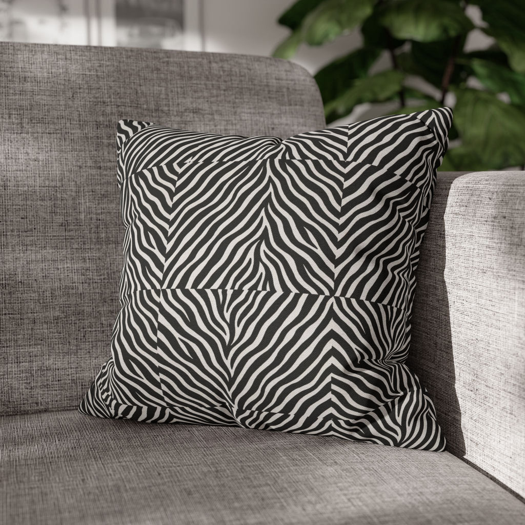Black White Zebra Stripe Pillowcase | Animal Print Square Pillowcase