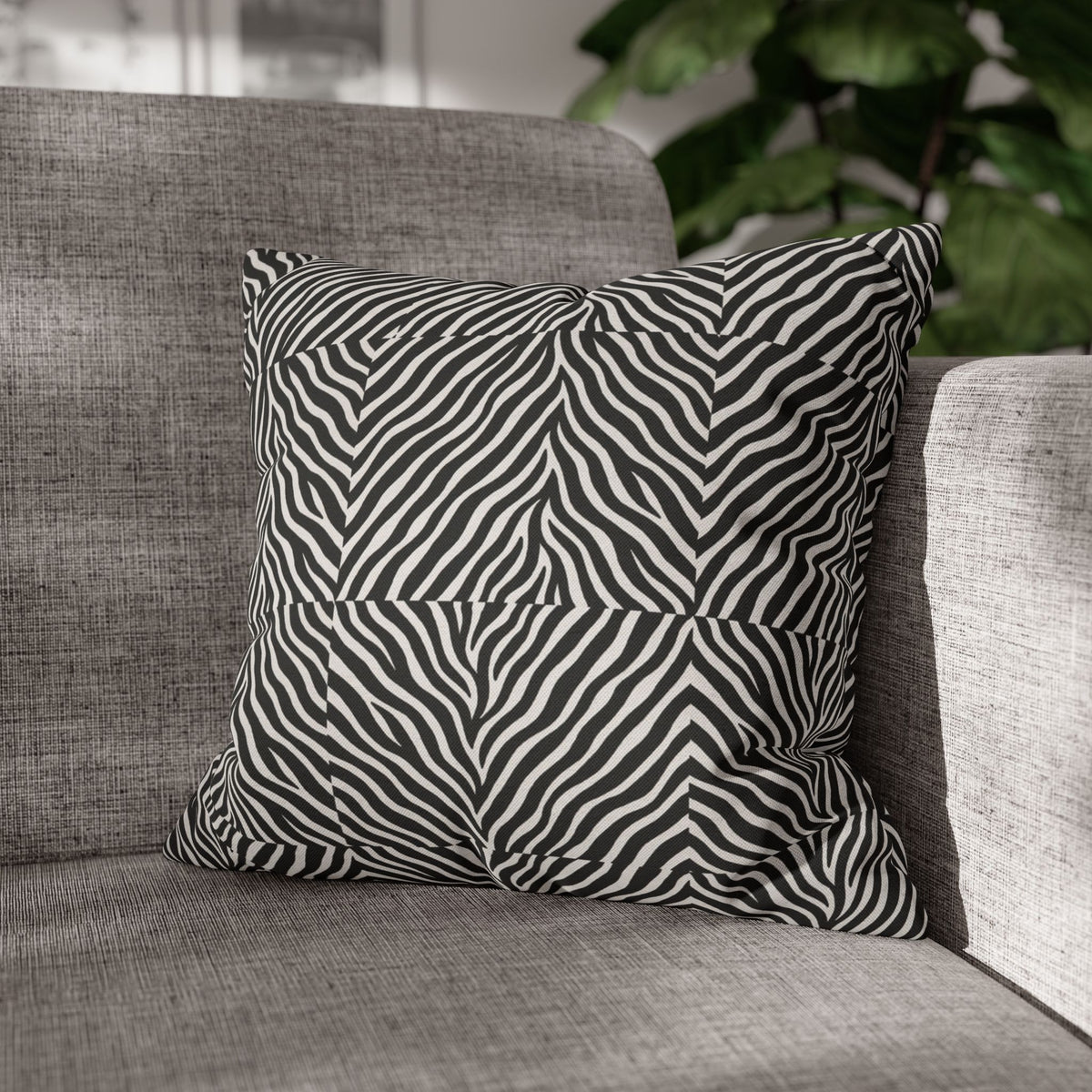 Black White Zebra Stripe Pillowcase | Animal Print Square Pillowcase