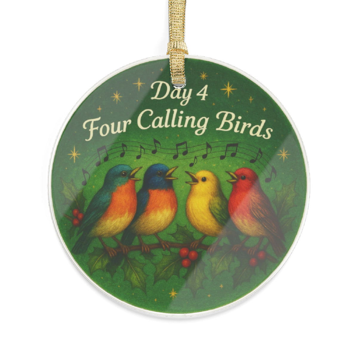 Four Calling Birds Ornament | Acrylic Christmas Tree Decoration | 12 Days of Christmas Ornament | Holiday Keepsake Gift & Festive Home Décor