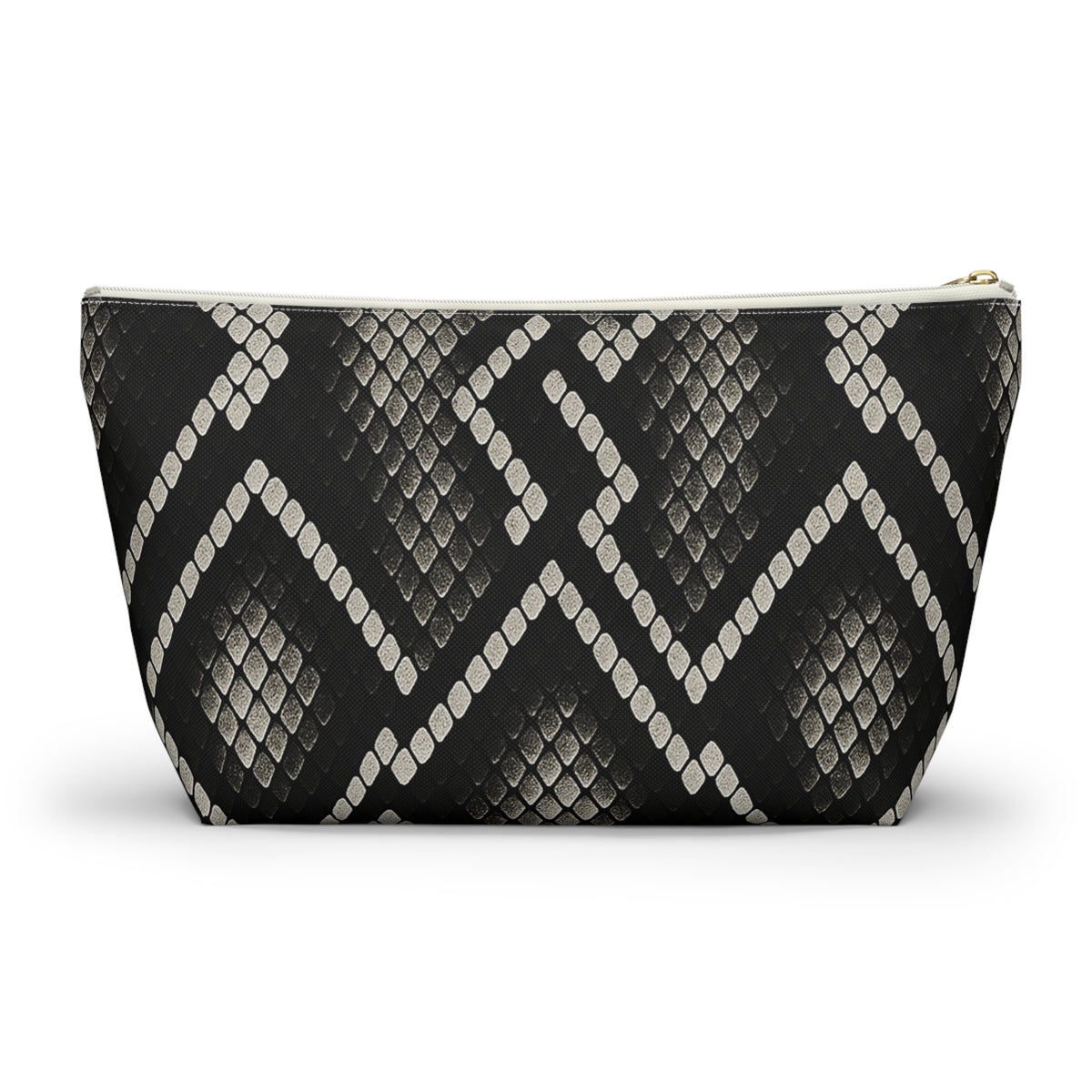 Black Snake Skin Pattern Accessory Pouch | T-Bottom Cosmetic Bag