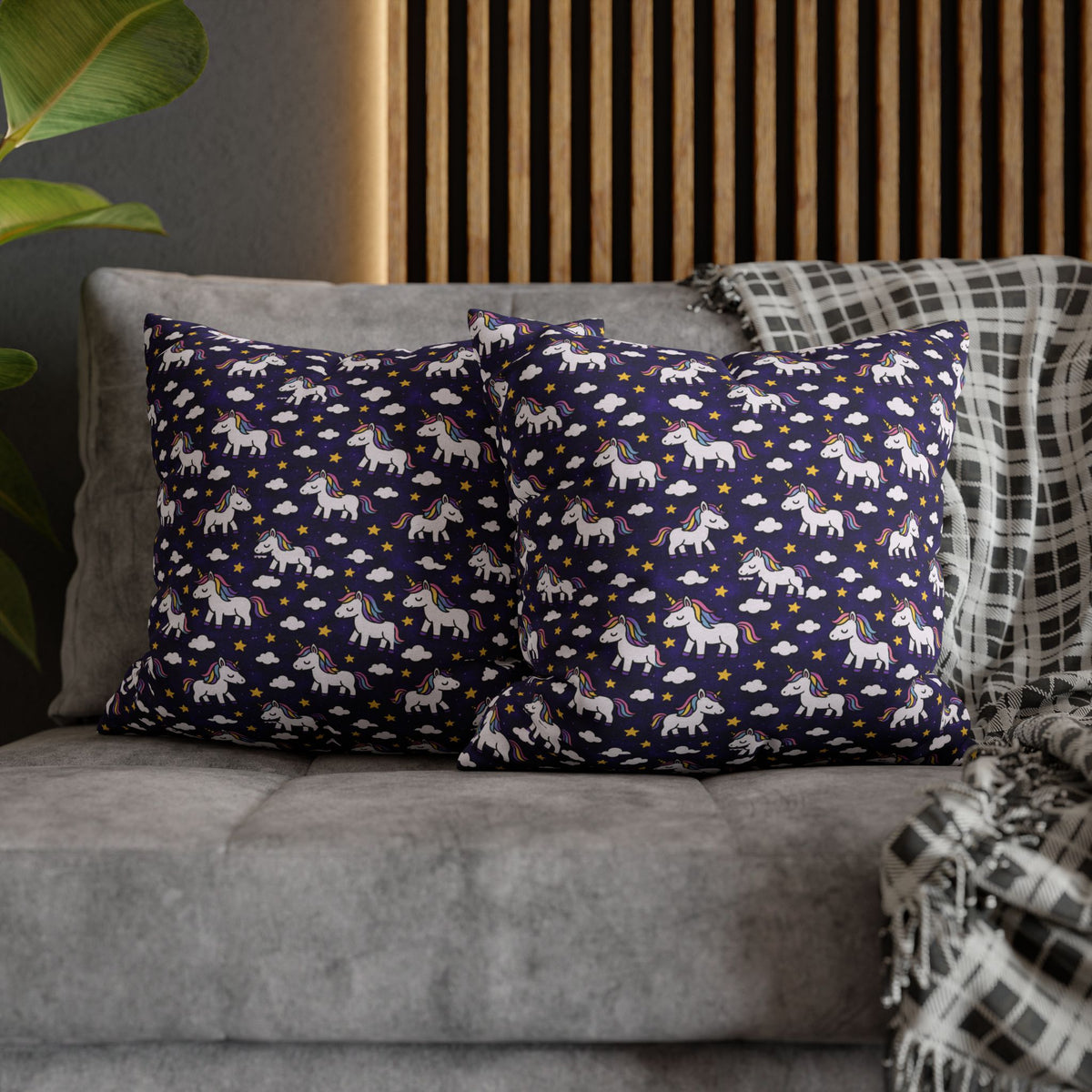 Unicorn Pattern Pillowcase | Square Polyester Throw Pillow Cover