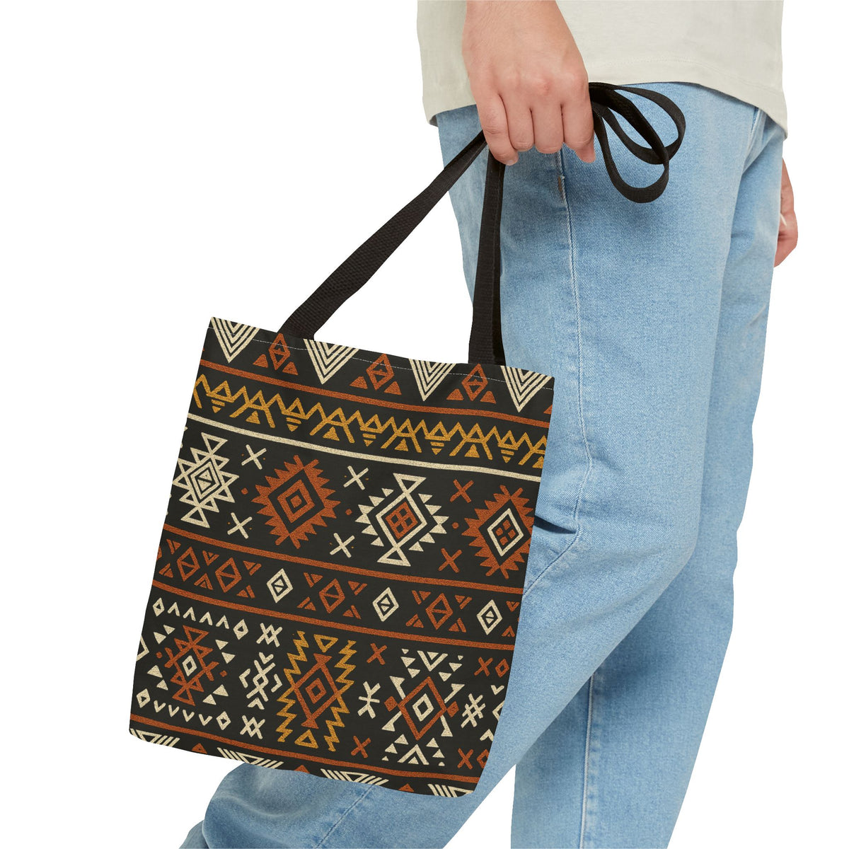 Southwestern Aztec Pattern Tote Bag | Tribal Geometric All-Over Print, Boho Chic Shoulder Bag, Ethnic Market Tote, Colorful Handbag,