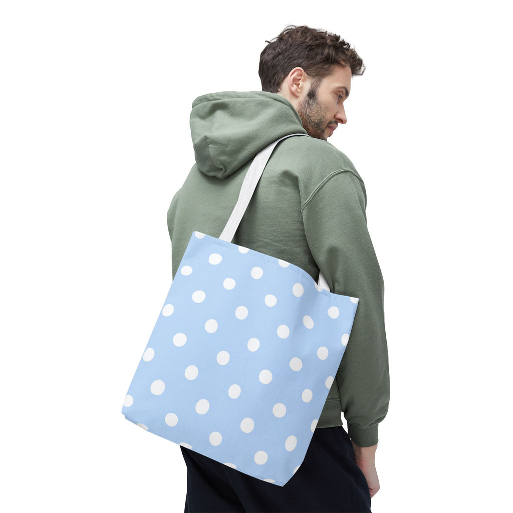 Light Blue with White Polka Dots on Baby Blue Tote