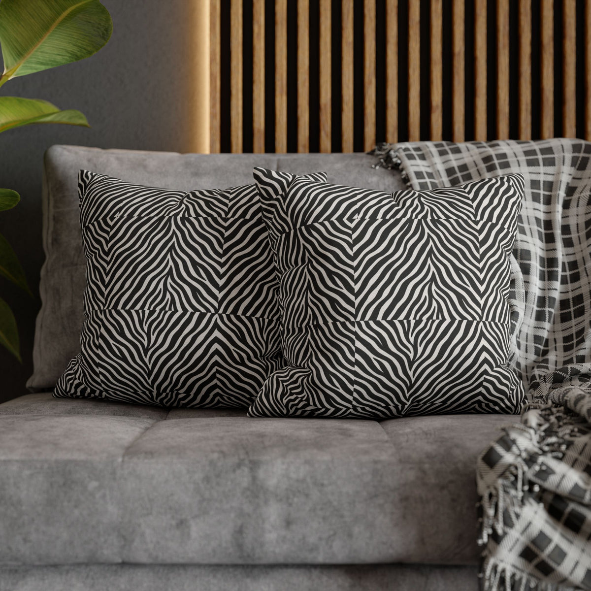 Black White Zebra Stripe Pillowcase | Animal Print Square Pillowcase