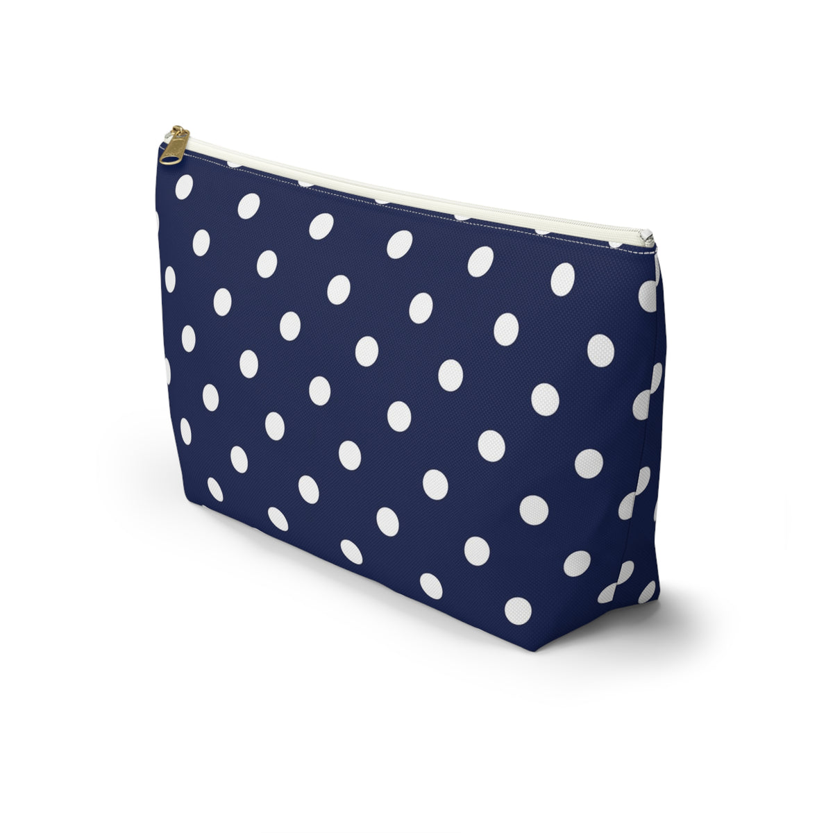 Navy White Polka Dot Accessory Pouch | Makeup Bag