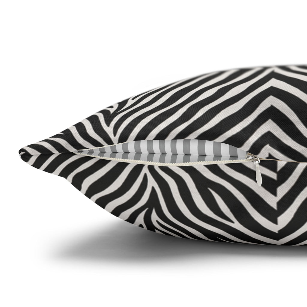 Black White Zebra Stripe Pillowcase | Animal Print Square Pillowcase