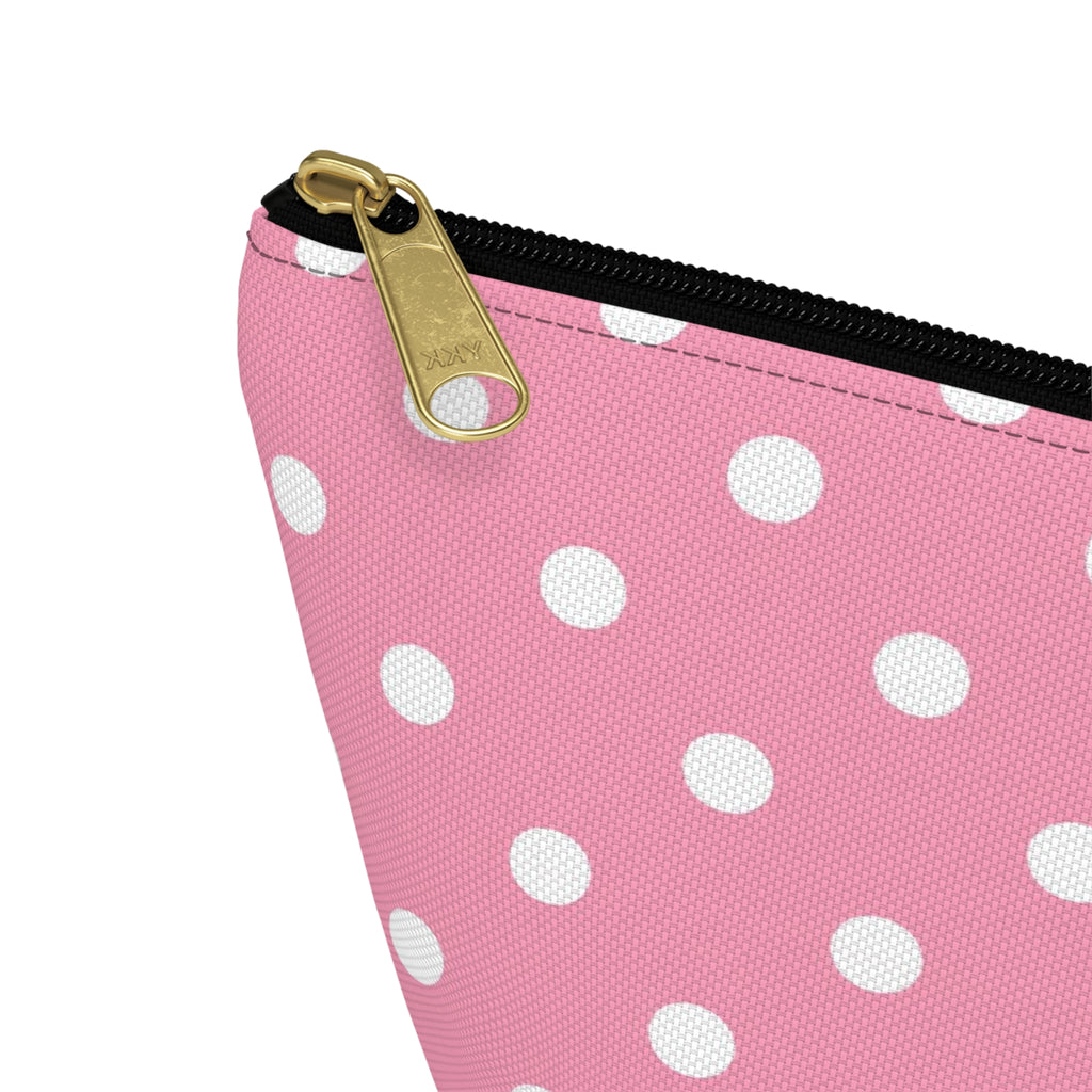 Pink Polka Dot Accessory Pouch | T-Bottom Makeup Bag