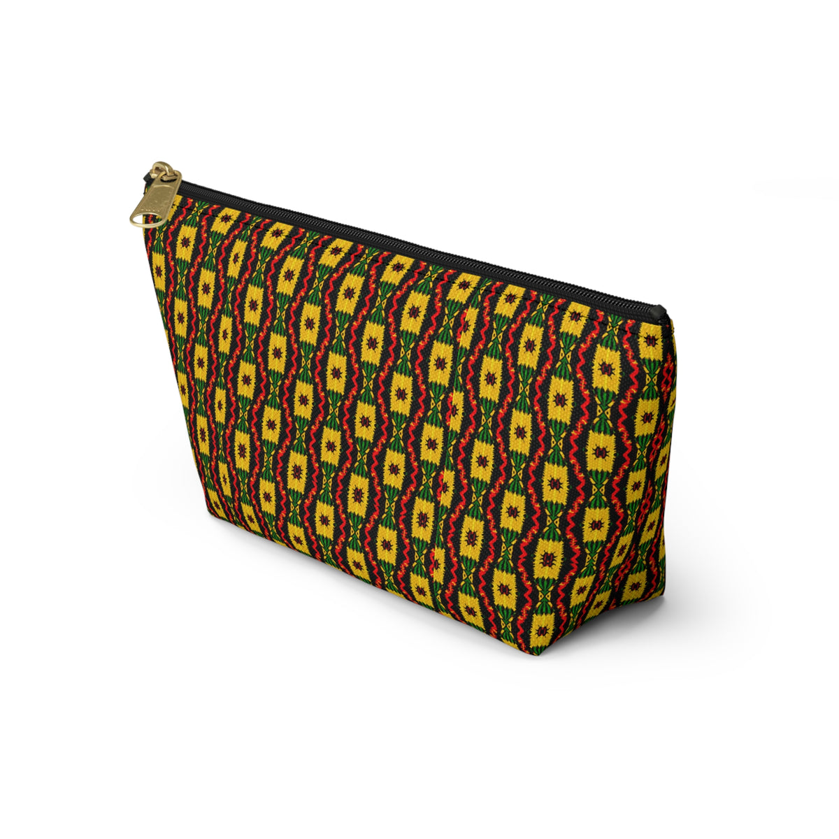 Geometric Aztec Pattern Accessory Pouch | T-Bottom Zip Cosmetic Bag