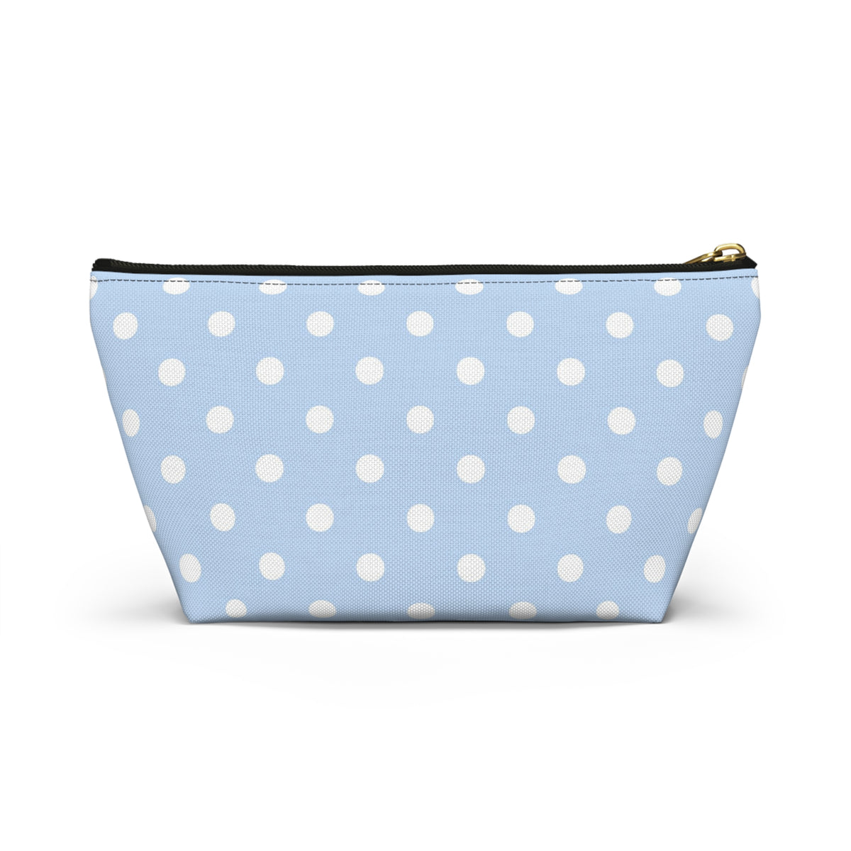 Light Blue Polka Dot Accessory Pouch w T-bottom | Makeup Bag