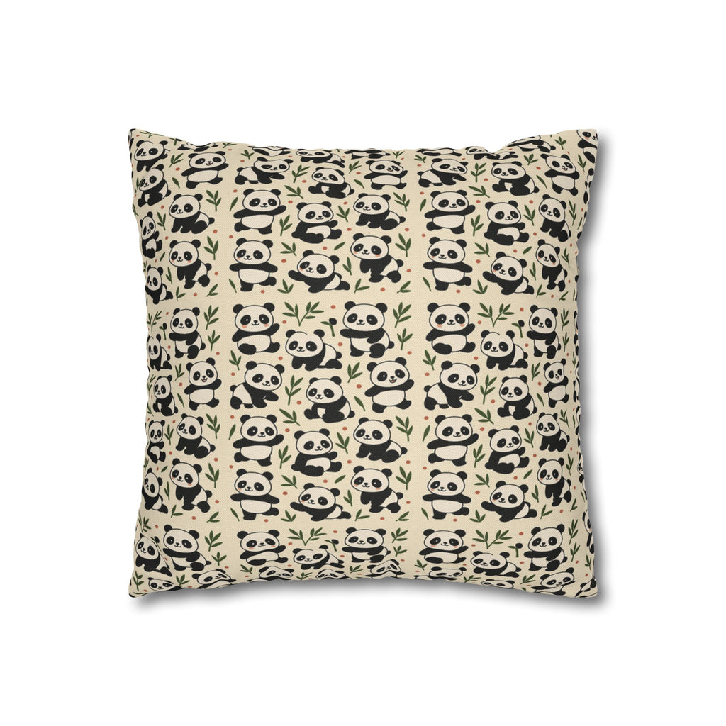 Panda Pattern Pillowcase | Square Spun Polyester Decorative Pillow