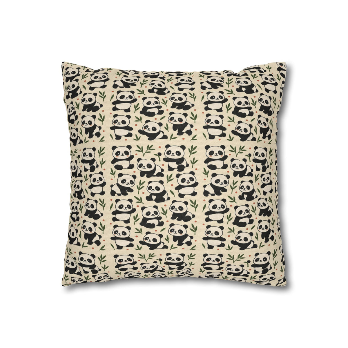 Panda Pattern Pillowcase | Square Spun Polyester Decorative Pillow
