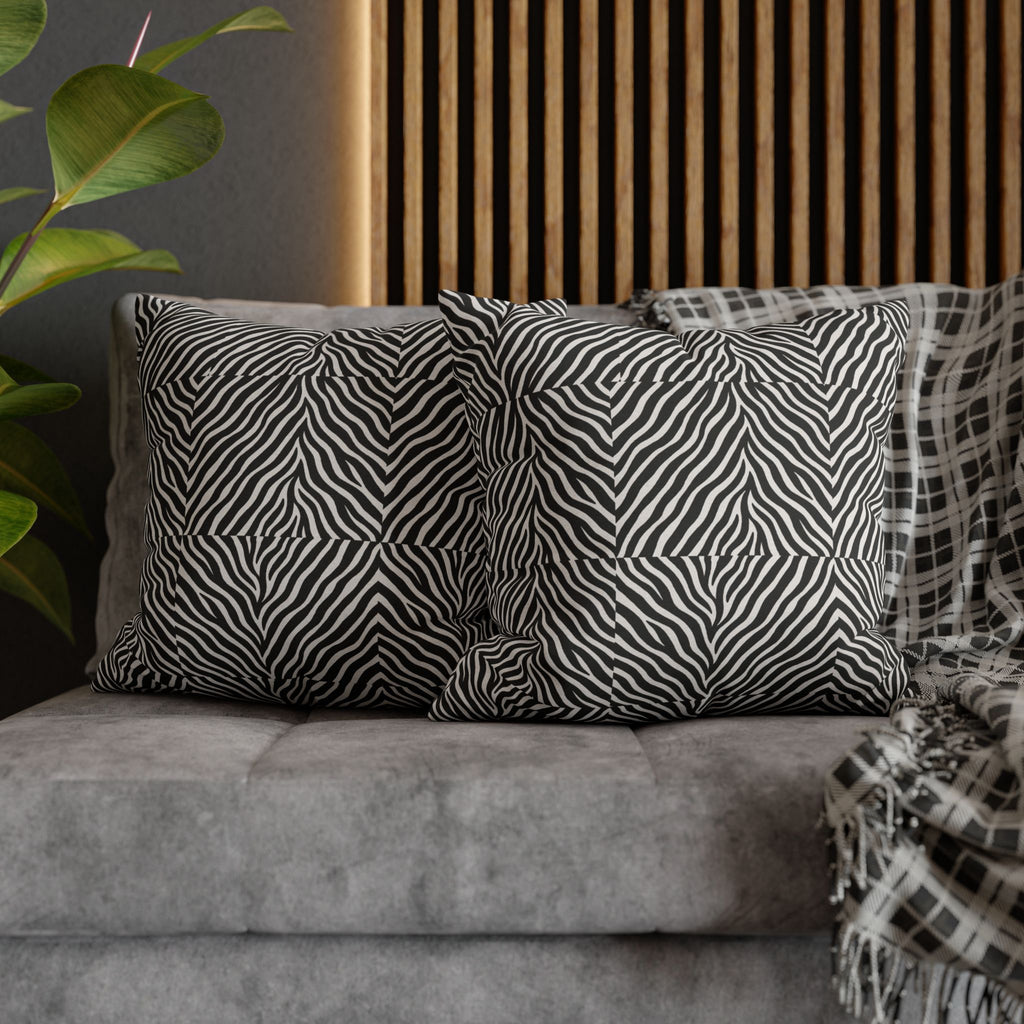 Black White Zebra Stripe Pillowcase | Animal Print Square Pillowcase
