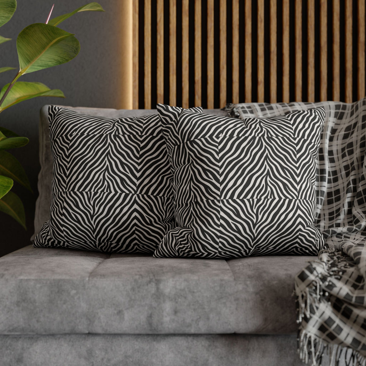 Black White Zebra Stripe Pillowcase | Animal Print Square Pillowcase