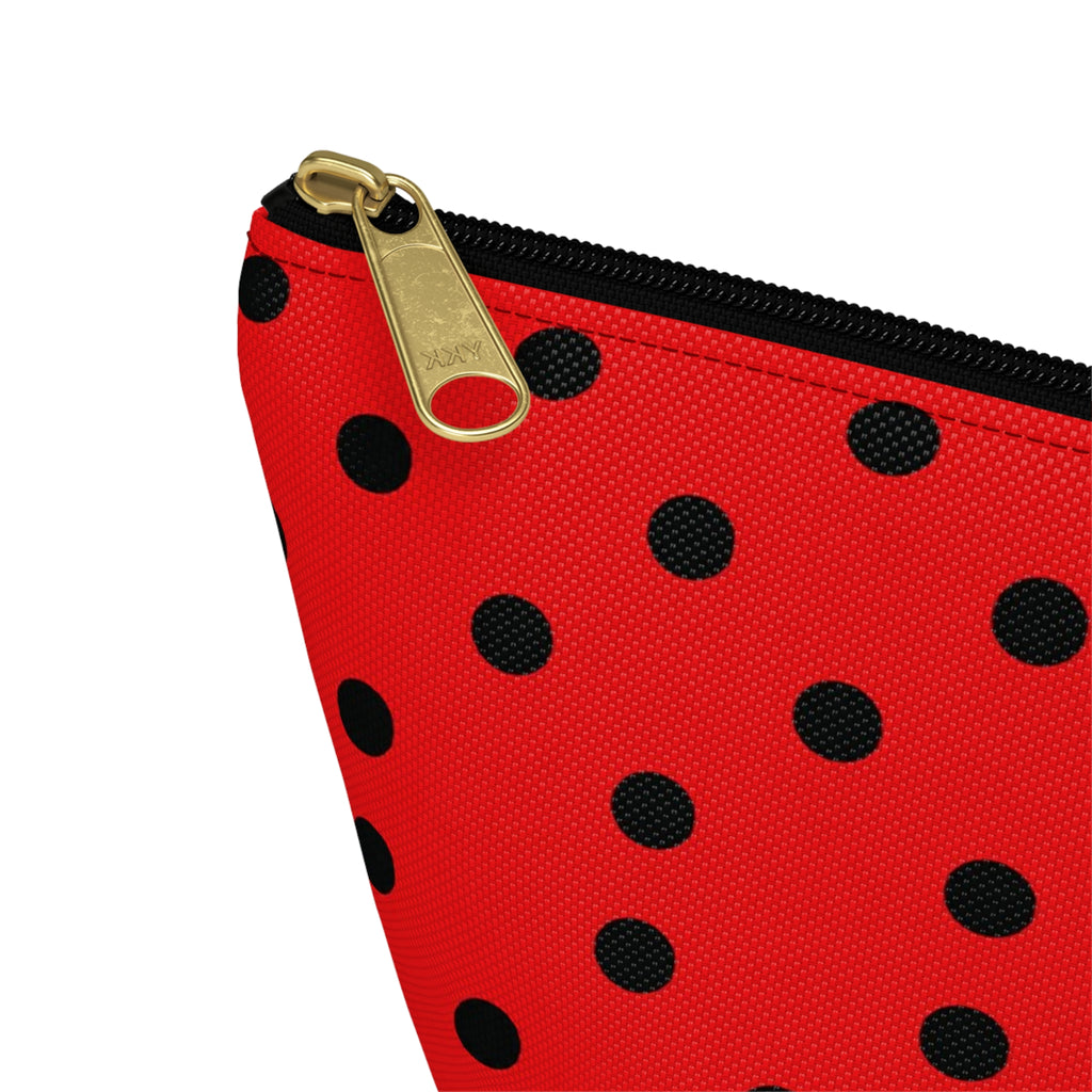 Red Black Polka Dot Accessory Pouch