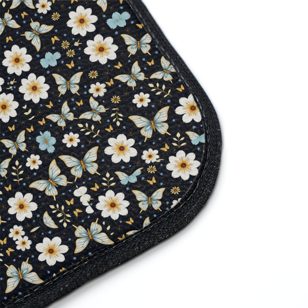 Butterfly Floral Car Floor Mat, 1pc - Blue Design, Vehicle Carpet Rug, Auto Protection Accessories, Gift for Nature Lovers, Customizable
