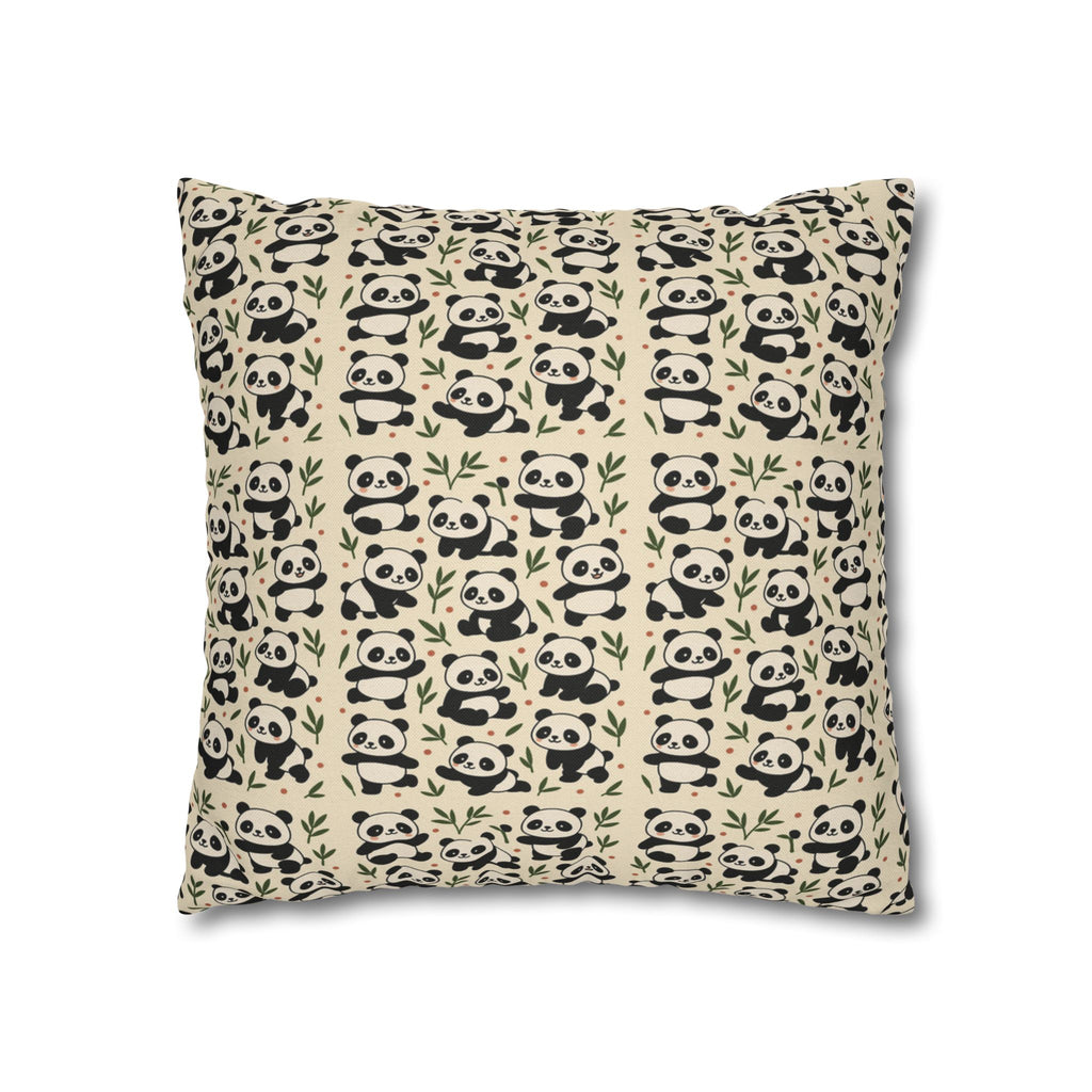Panda Pattern Pillowcase | Square Spun Polyester Decorative Pillow