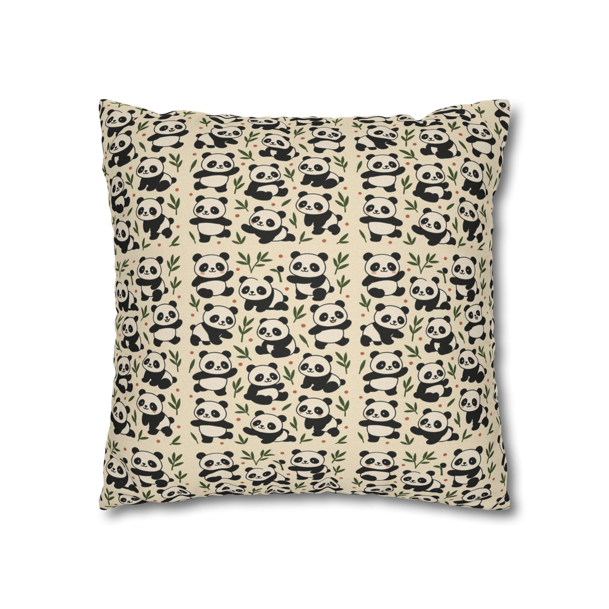 Panda Pattern Pillowcase | Square Spun Polyester Decorative Pillow